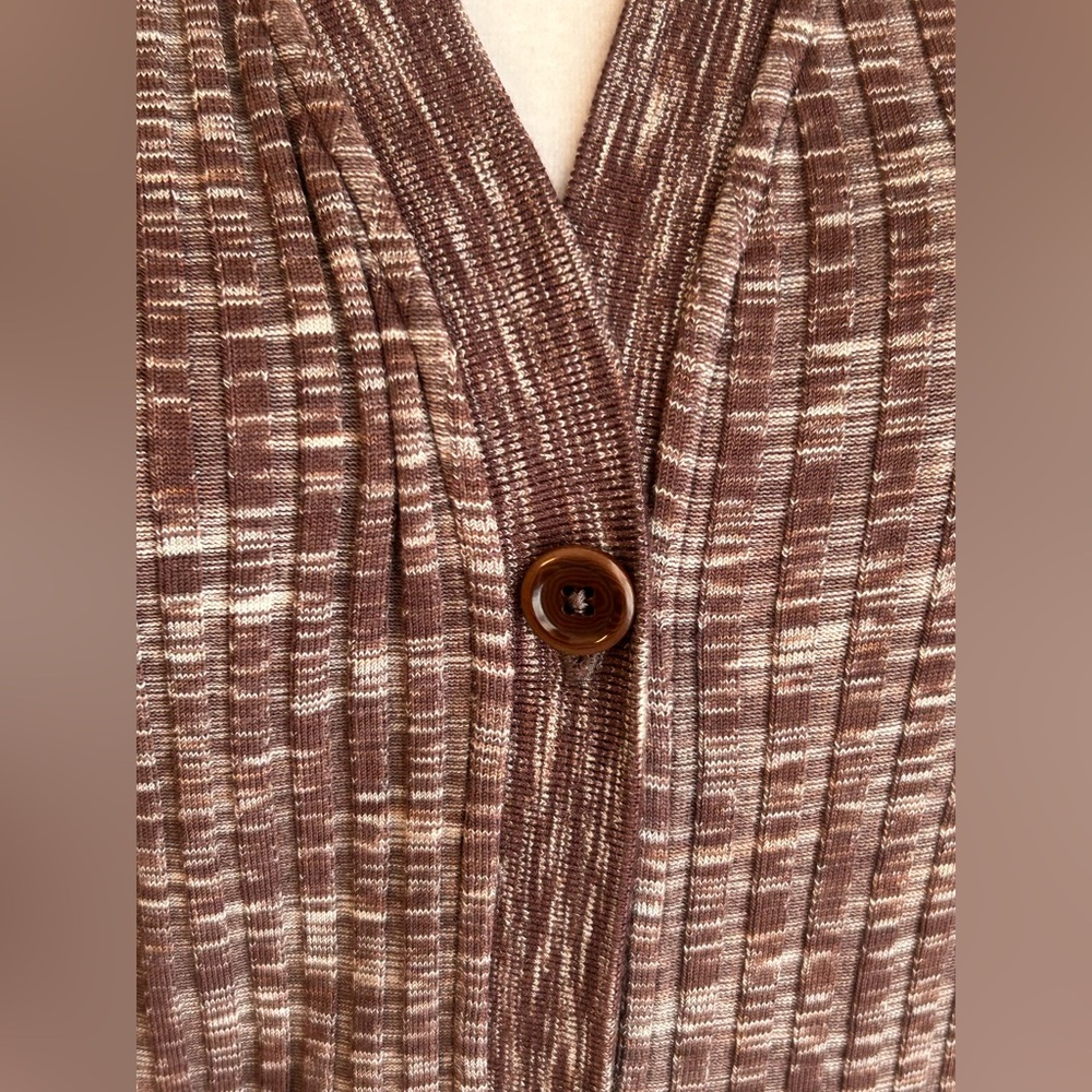 ATHLETA Revolve Cardigan Sweater Mahogany Heather Ribbed Seamless Pockets Large - Picture 3 of 6